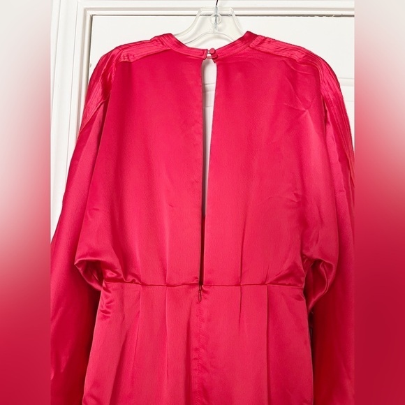 Self-Portrait Asymmetric Cutout Satin Peplum Midi Dress - Picture 11 of 14